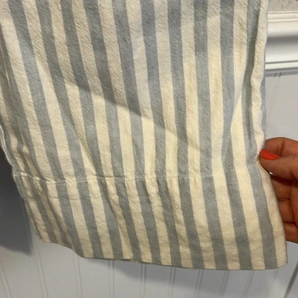 Madewell Huston blue and ivory tie waist wide leg cropped pants size X small - Picture 7 of 12